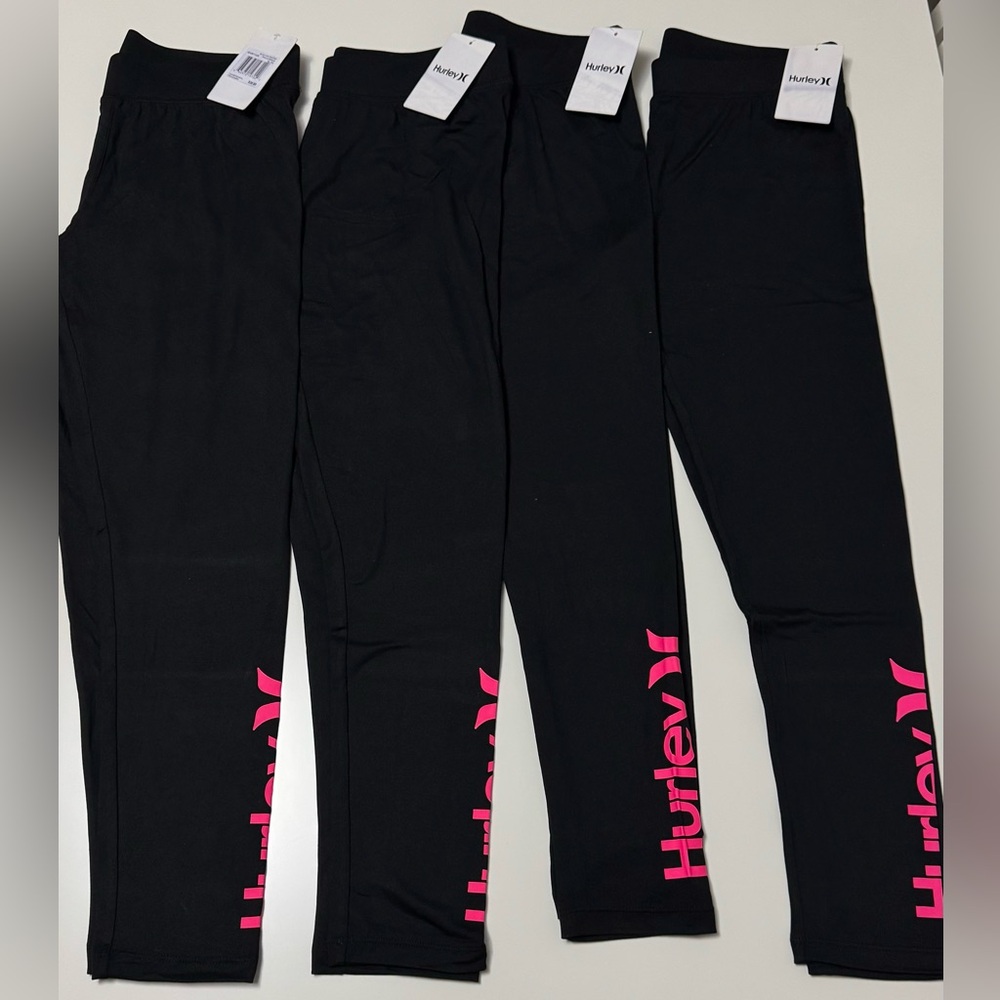 Hurley Black and Pink Leggings Athletic Stretch